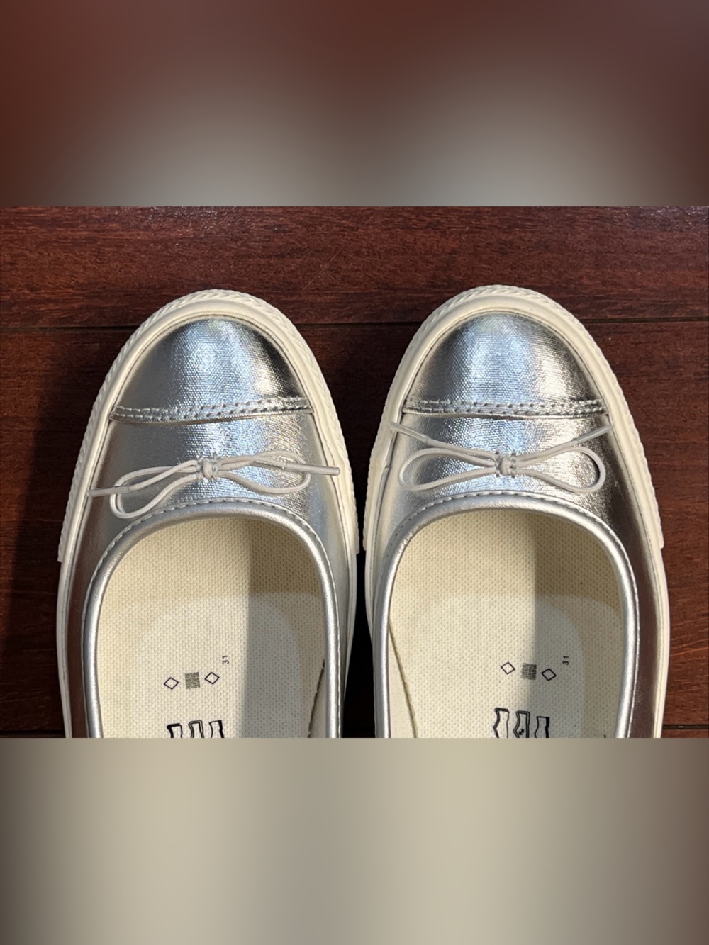 Womens 8 Converse Dainty Ballerina Slip On Silver Metallic New A14492C HALF BOX - Picture 4 of 16